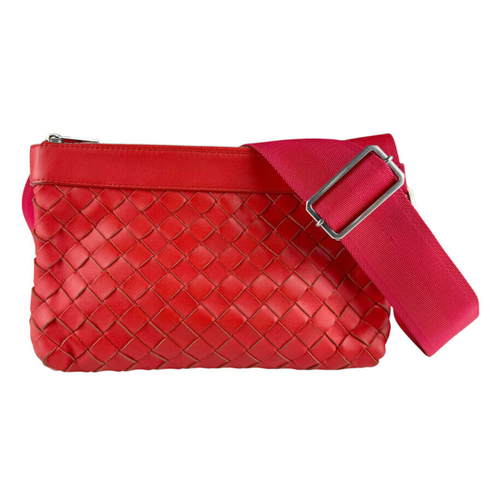 Bottega Veneta Maxi Intrecciato Leather Shoulder Bag Red